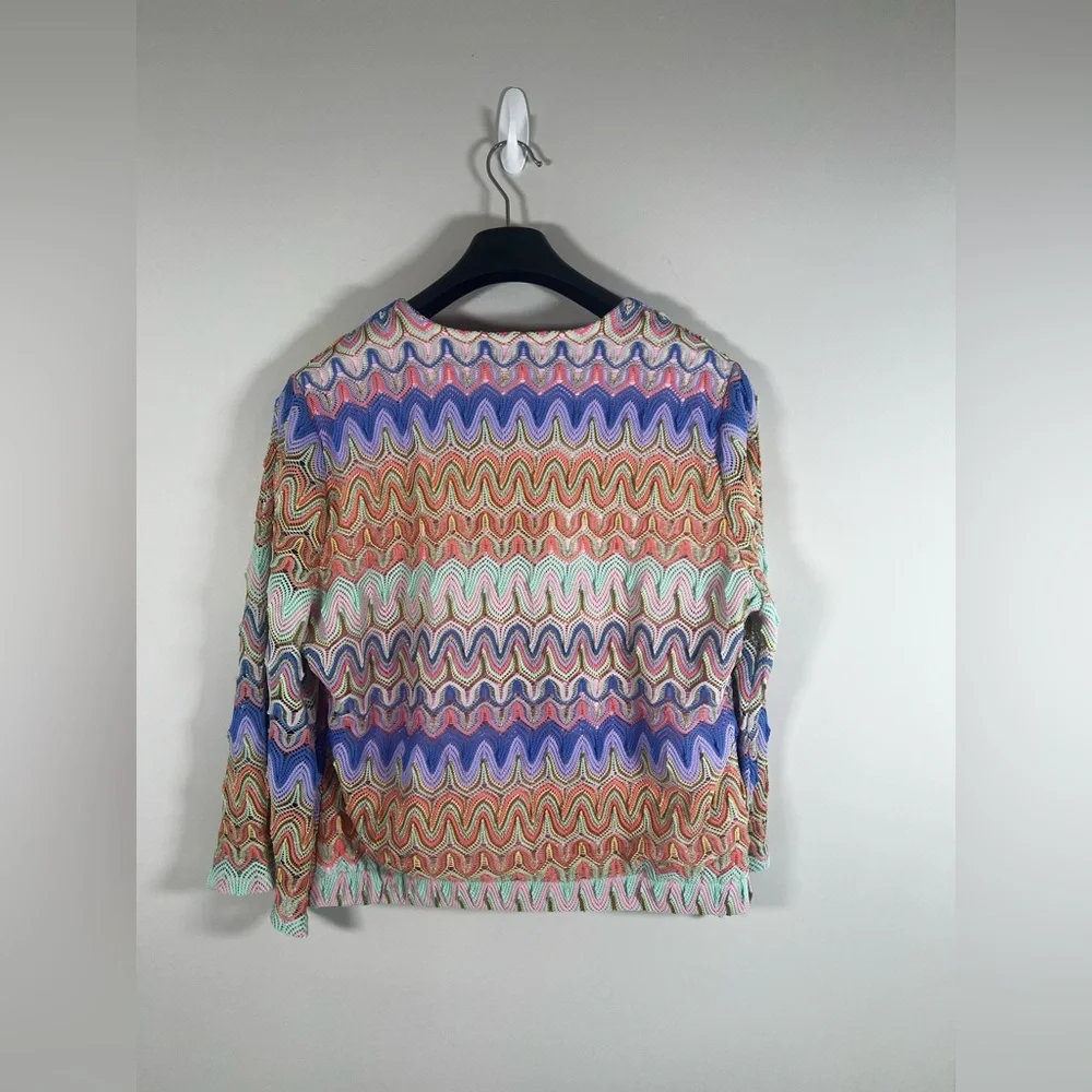 Boston Proper Color Surplice Flare Sleeve Boho Long Sleeve Blouse Size Large - Picture 5 of 8